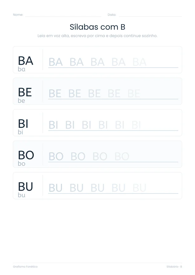 Ficha de sílabas